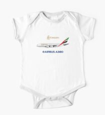 Illustration of Emirates Airbus A380 - White Version One Piece - Short Sleeve
