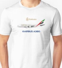 Illustration of Emirates Airbus A380 - White Version Unisex T-Shirt