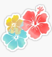 Hawaii Hibiscus, Orange, Yellow and Blue Sticker
