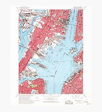 USGS TOPO Map New Jersey NJ Jersey City 254502 1967 24000 Photographic Print