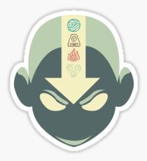 Aang's head with 4 elements Sticker