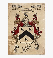 Rice Coat of Arms (Welsh) Photographic Print
