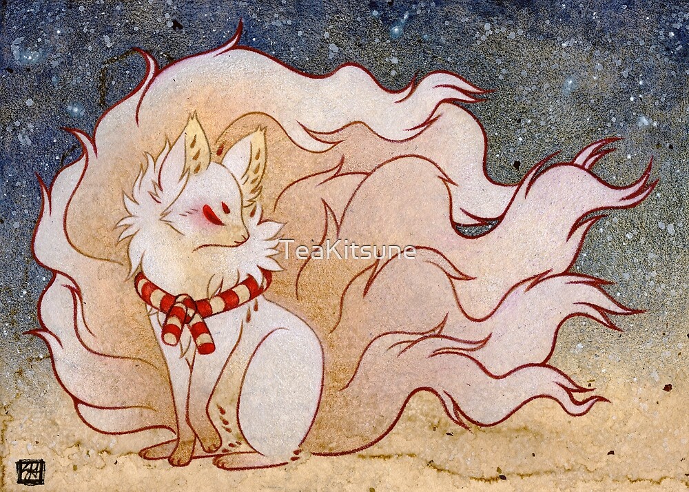 "The Celestial Spirit Kitsune Yokai TeaKitsune" by TeaKitsune Redbubble