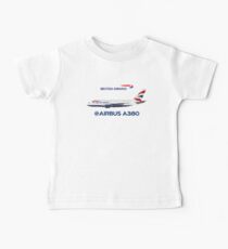 Illustration of British Airways Airbus A380 - White Version Baby Tee