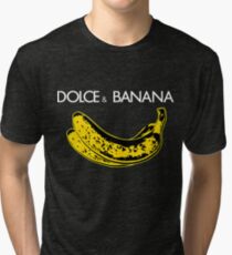 Dolce & Banana - Bananas Lovers Fruitarians Vegan Fashion Tee / Sticker Tri-blend T-Shirt
