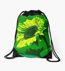 Burning Sunflower, Green. Drawstring Bag