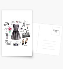 Paris style fashion illustrations Postcards