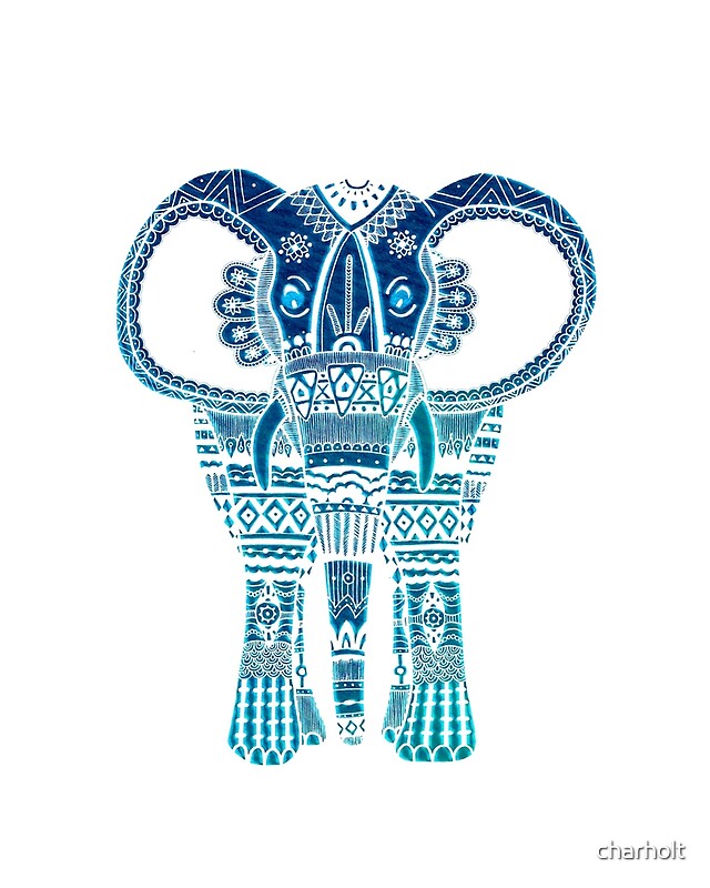 "Elephant Turquoise " by charholt Redbubble