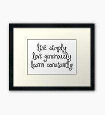Inspiration - Live Simply Quote Framed Print
