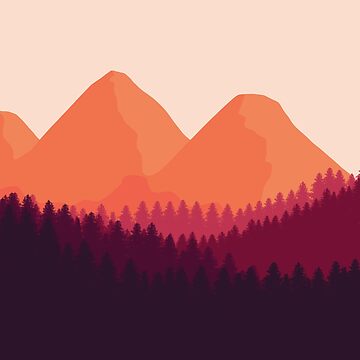 Artwork thumbnail, Sunset in the wild mountains covered with dense forest by Butterfly-Dream