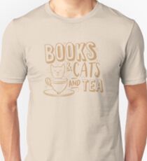 Bücher und Katzen und Tee Unisex T-Shirt