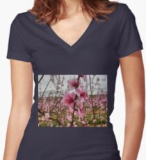 Peach Blossoms Women's Fitted V-Neck T-Shirt