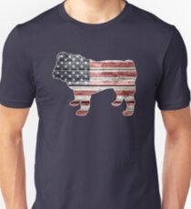 Patriotic Bulldog, American Flag Unisex T-Shirt