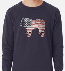 Patriotic Bulldog, American Flag Lightweight Sweatshirt