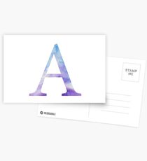 Alpha Blue Watercolor Letter Postcards