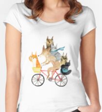 Dog and cats cycling Women's Fitted Scoop T-Shirt