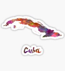 Pegatina Cuba en acuarela
