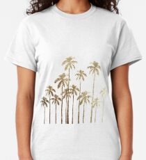 Glamorous Gold Tropical Palm Trees on White Classic T-Shirt