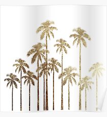 Glamorous Gold Tropical Palm Trees on White Poster