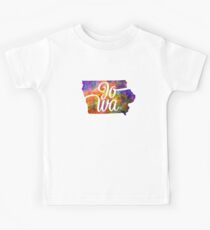 Iowa US State in watercolor text cut out. Kids T-Shirt