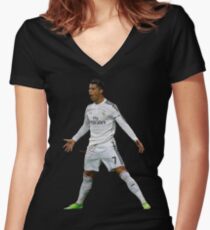 CR7, Cristiano Ronaldo, Cristiano, Ronaldo, oro, portugal, 7 Women's Fitted V-Neck T-Shirt