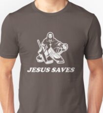 Camiseta ajustada Jesus Saves Hockey Goalie