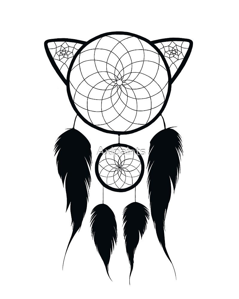 "Cat Dream Catcher (Black)" by Axlpaints | Redbubble