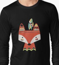 Camiseta de manga larga Dibujos animados Tribal Red Fox