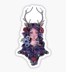 Dark Faun Girl with Flowers Sticker