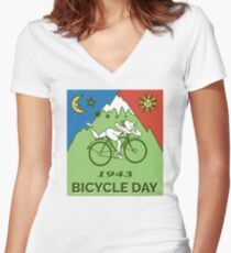 Camiseta entallada de cuello en V Camiseta Bicycle Day - Vintage 1943 (Albert Hofmann LSD)
