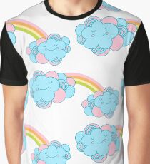 Vector seamless pattern with the clouds and rainbow Graphic T-Shirt