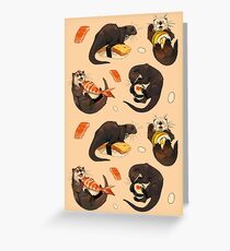 Tiny otters and their sushi Greeting Card