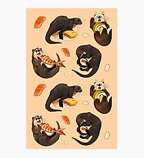 Winzige Otter und ihr Sushi Fotodruck