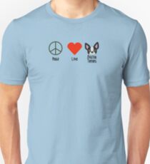Peace, Love & Boston Terriers Unisex T-Shirt