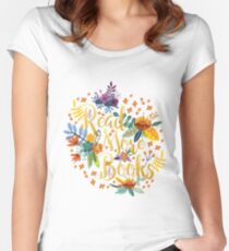 Read More Books - Floral Gold - Black Women's Fitted Scoop T-Shirt