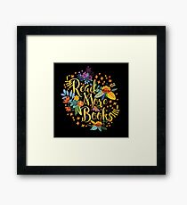 Read More Books - Floral Gold - Black Framed Print