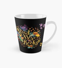 Read More Books - Floral Gold - Black Tall Mug