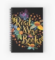 Read More Books - Floral Gold - Black Spiral Notebook