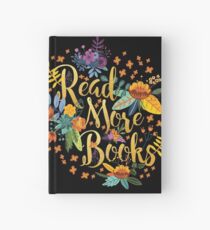 Cuaderno de tapa dura Leer más libros - Floral Gold - Black