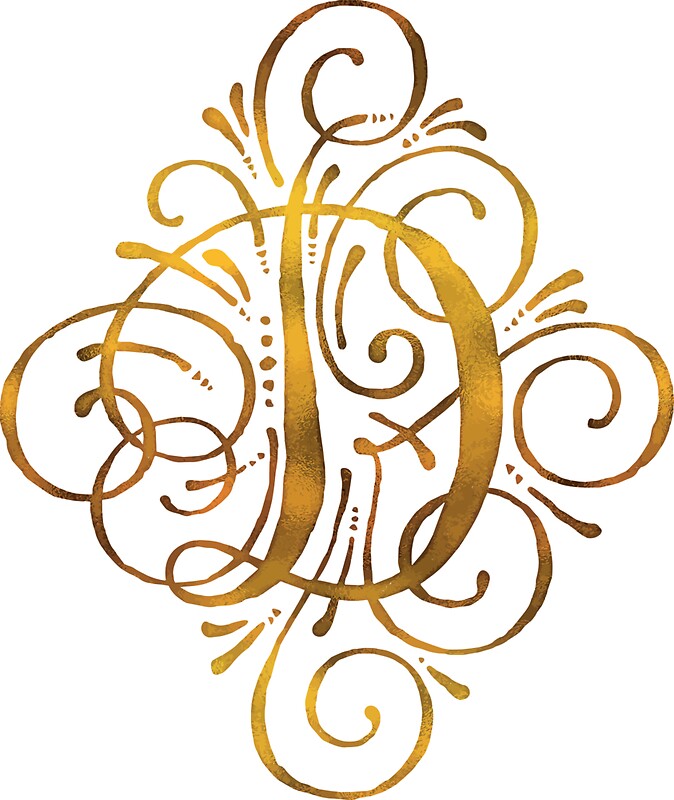 Download "Golden Monogram Calligraphy Letter D" Stickers by ...