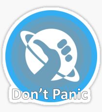 Don't Panic! Hitchhikers guide to the galaxy themed dont panic, thumbs up symbol, blue, minimal Sticker