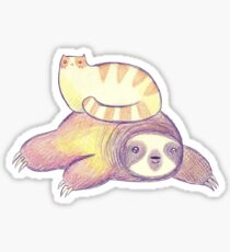 Sloth and Tabby Cat Sticker