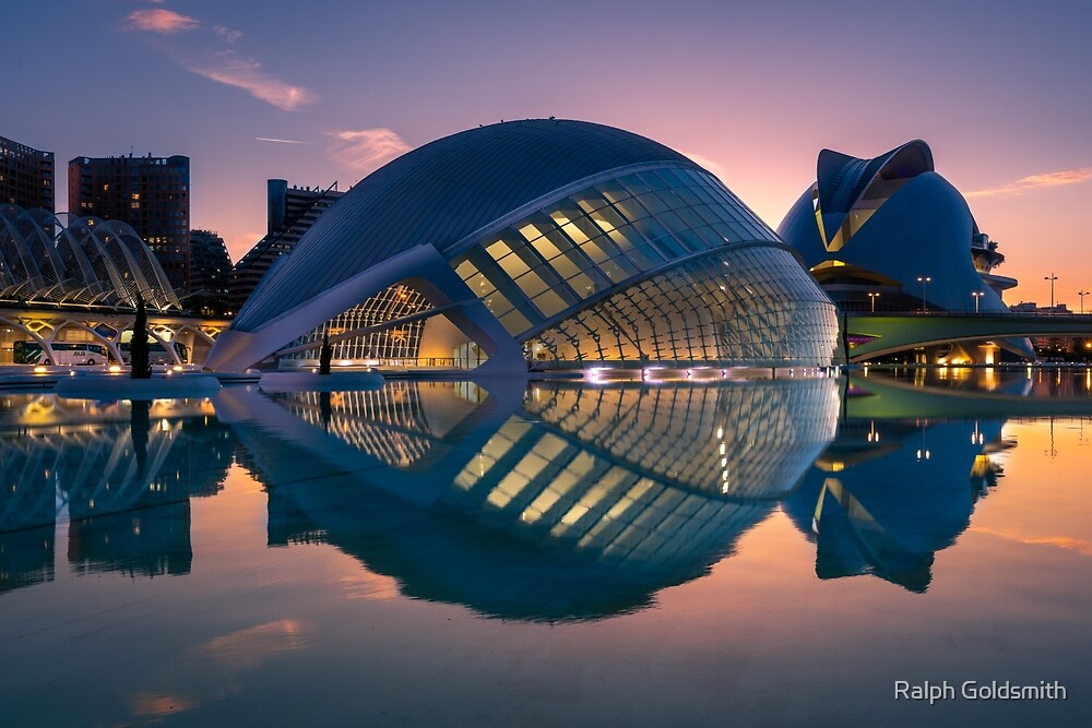 City of Arts and Science Illuminated Sunset by Ralph Goldsmith