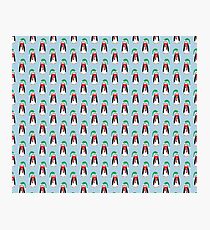 Light Blue Christmas Penguin Pattern Photographic Print