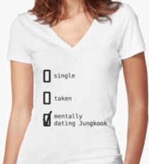 Mentally Dating Jungkook - BTS Women's Fitted V-Neck T-Shirt