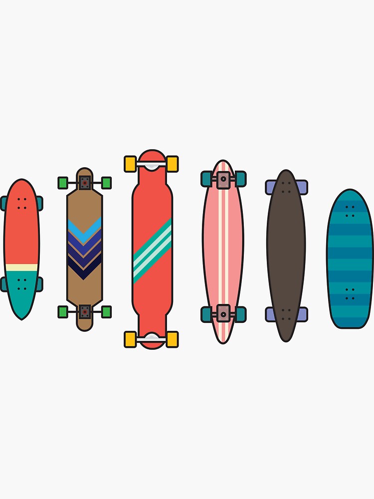 "Longboard collection" Sticker by digsterdesigns Redbubble