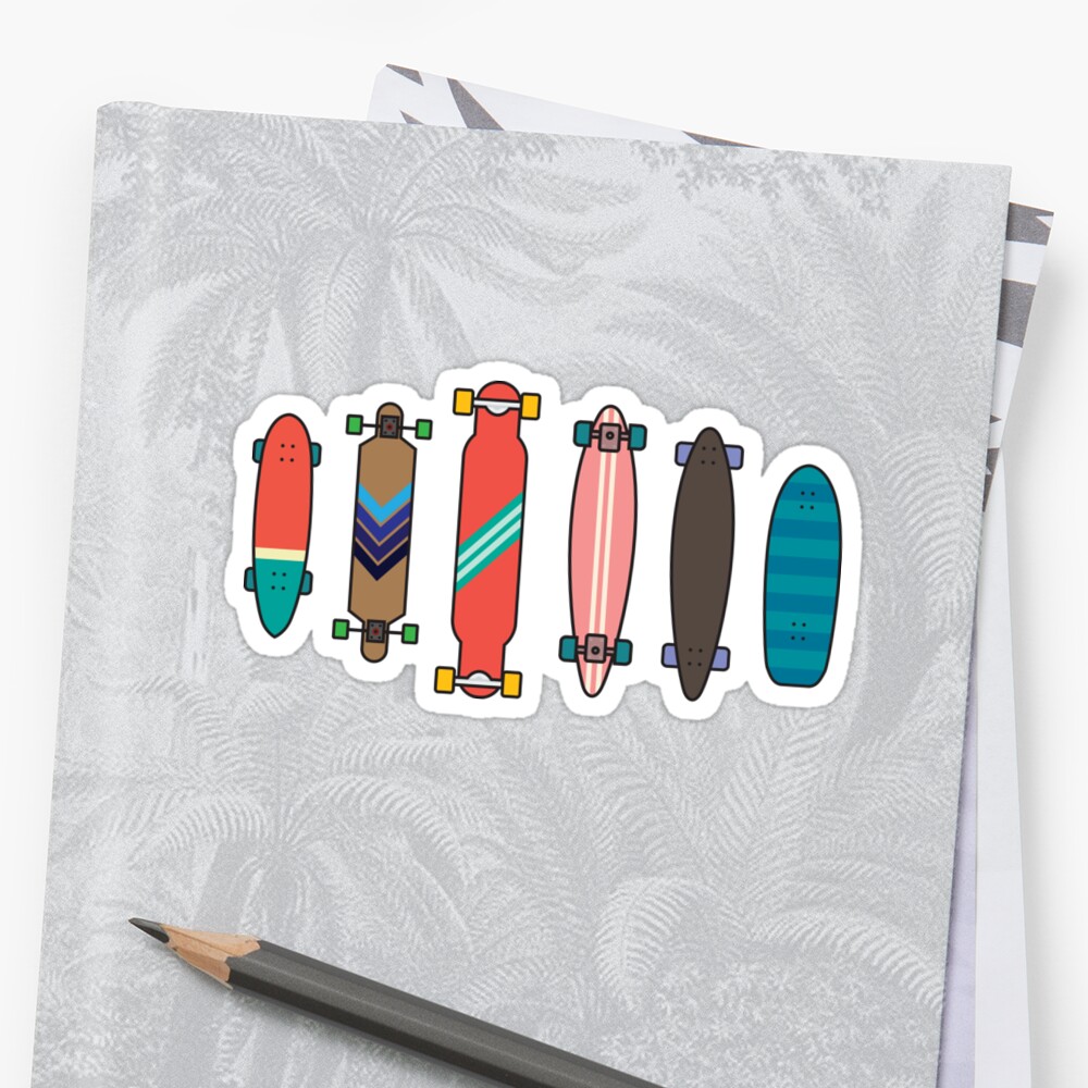 Longboard Collection Sticker By Digsterdesigns Redbubble