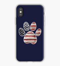 Dog Paw Print, American Flag iPhone Case