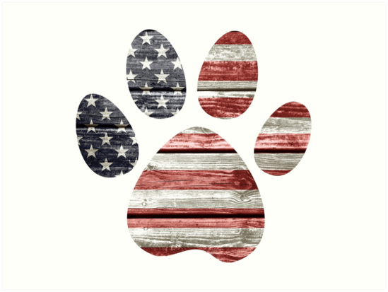 Download "Dog Paw Print, American Flag" Art Prints by NestToNest ...