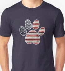 Dog Paw Print, American Flag Slim Fit T-Shirt